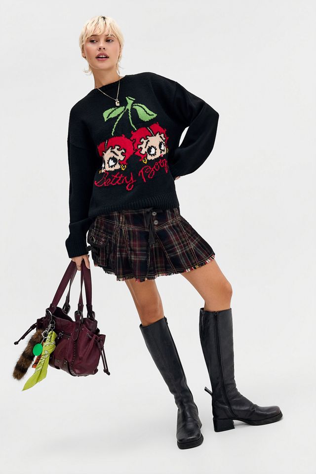 Pull tricoté UO Betty Boop Cerise Noir #1