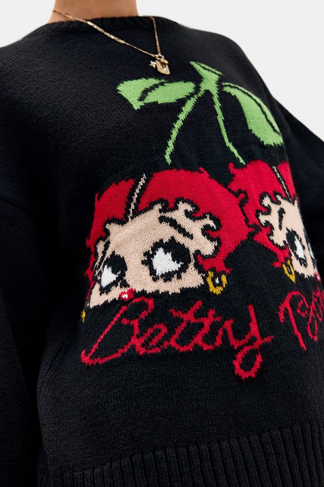 Pull tricoté UO Betty Boop Cerise Noir #2