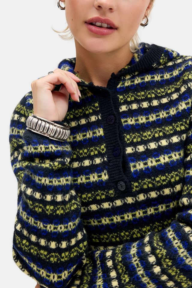 Pull à capuche en tricot jacquard Fair Isle UO #2