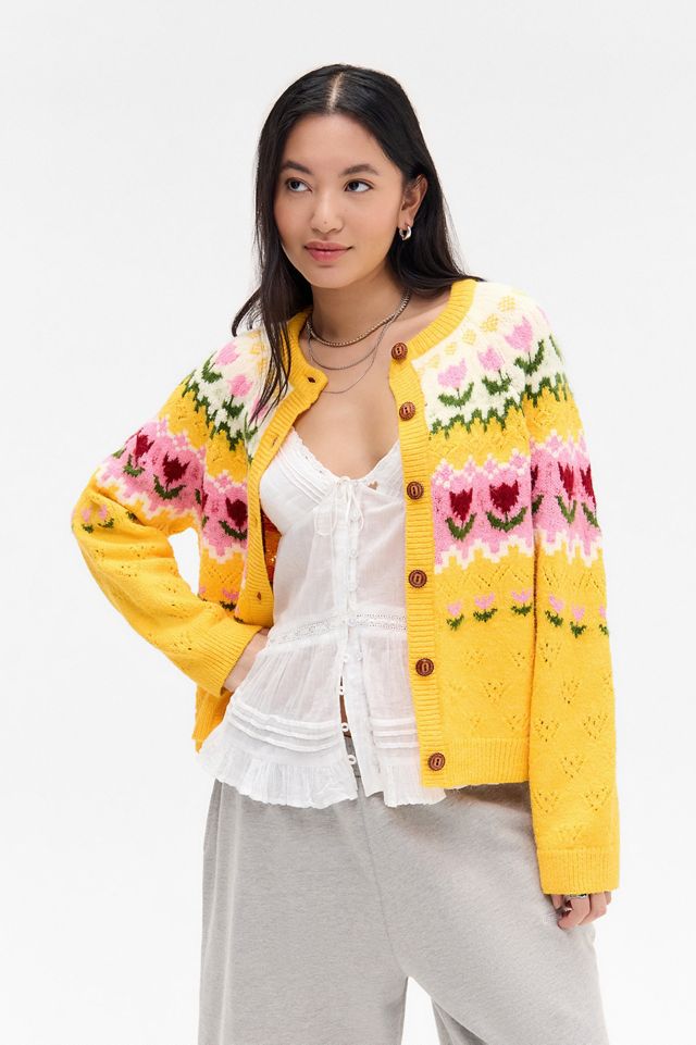 UO Tulpen Muster Strickjacke #1