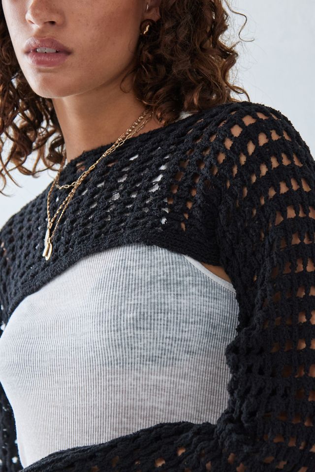 UO Open Stitch Knit Shrug  #1
