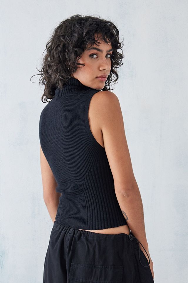 iets frans... Sleeveless Roll Neck Knitted Top #3