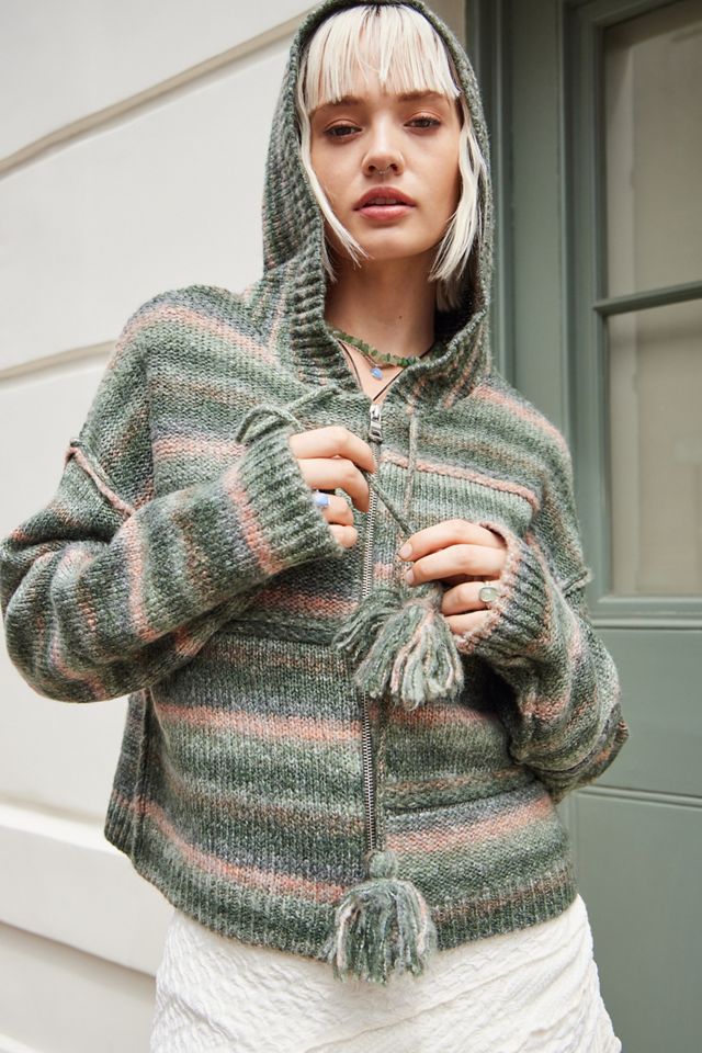 【U LAN】Layered see-through knitwear hoodie ELKNLMU Ninja Double Neckline Cotton Pullover Techwear