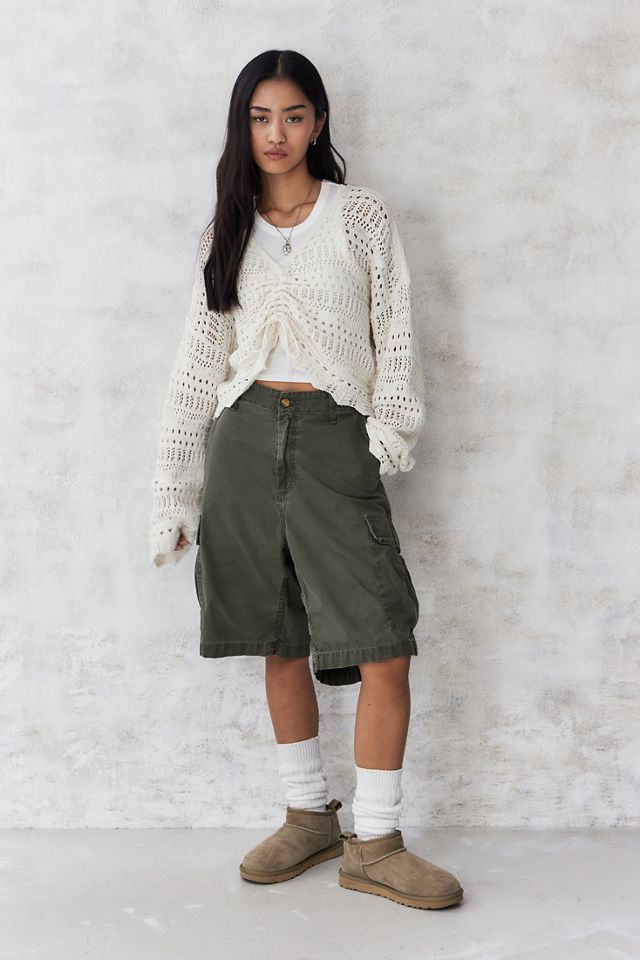 UO Ruched Open Stitch Cropped Jumper  #1