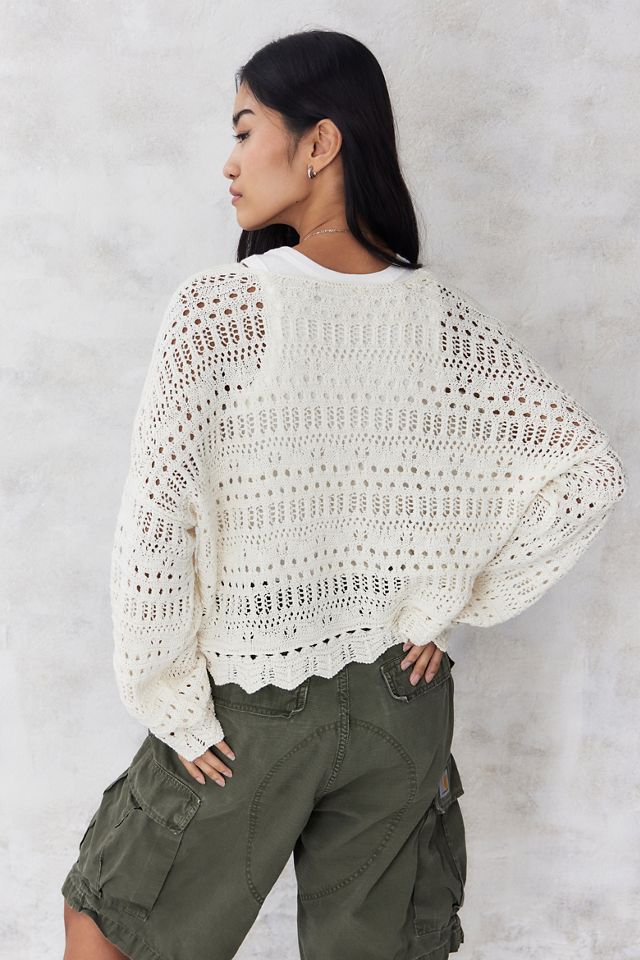 UO Ruched Open Stitch Cropped Jumper  #3