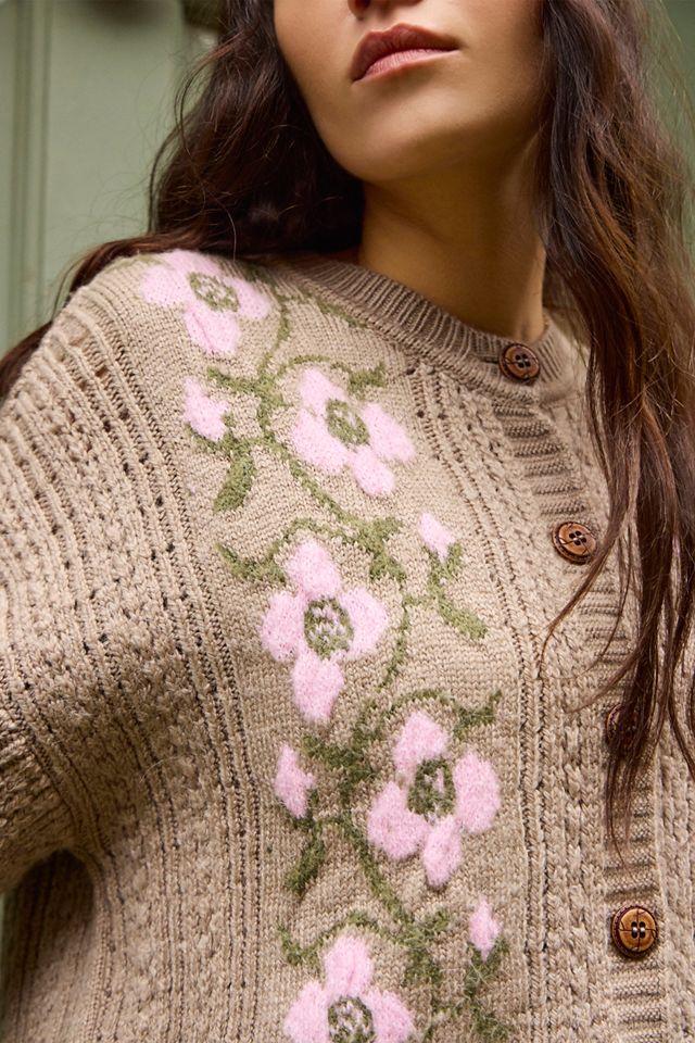Cardigan à col rond à motif floral Kimchi Blue #1