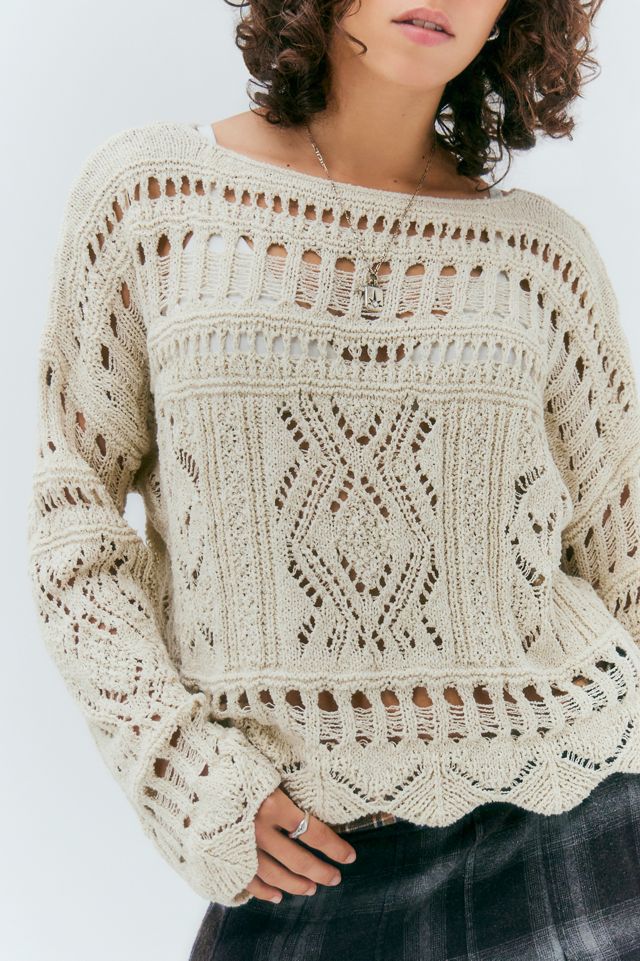 UO Slub Open Stitch Jumper 