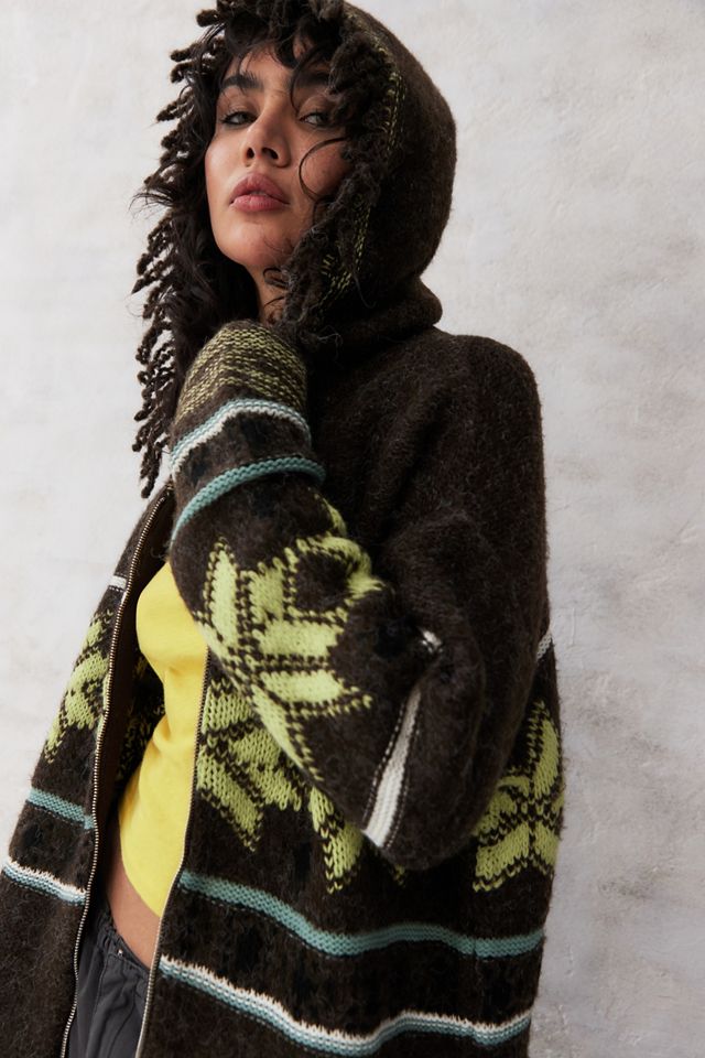 UO Nordic Fringed Zip-Up Knit Hoodie  #2