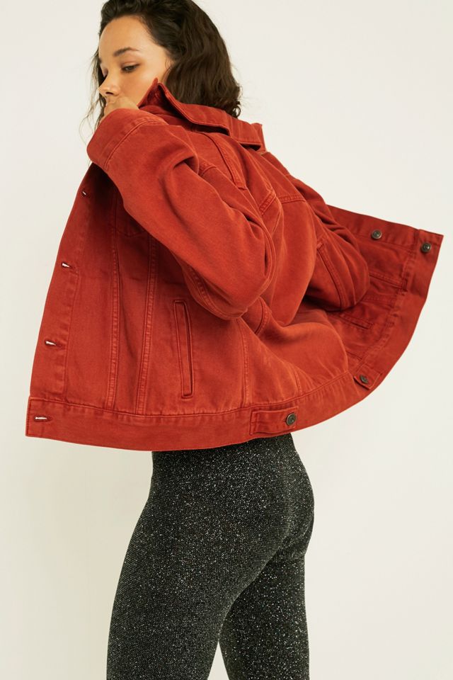 BDG - Veste camionneur en denim rouge brique style Western #1