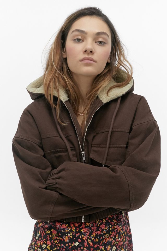 BDG Lined Cropped Hooded Jacket Urban Outfitters UK