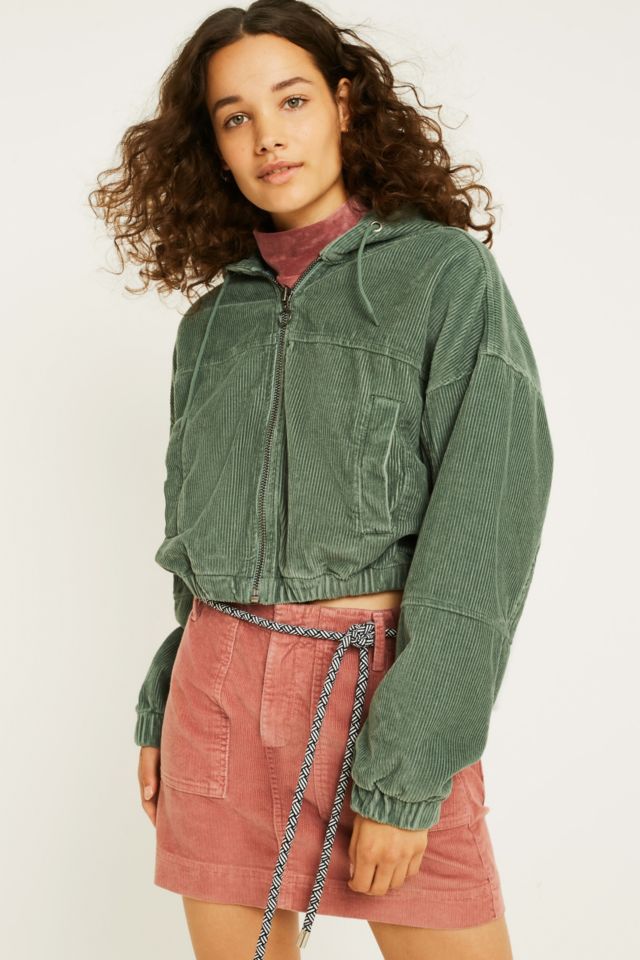 Corduroy hooded cropped clearance jacket