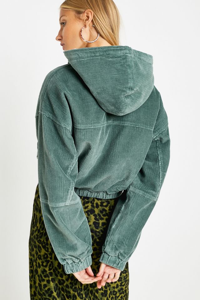 UO Sage Corduroy + Chaqueta de cultivo con capucha Borg #1
