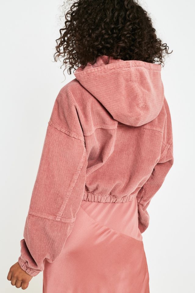 UO Pink Corduroy Hooded Crop Jacket Urban Outfitters UK