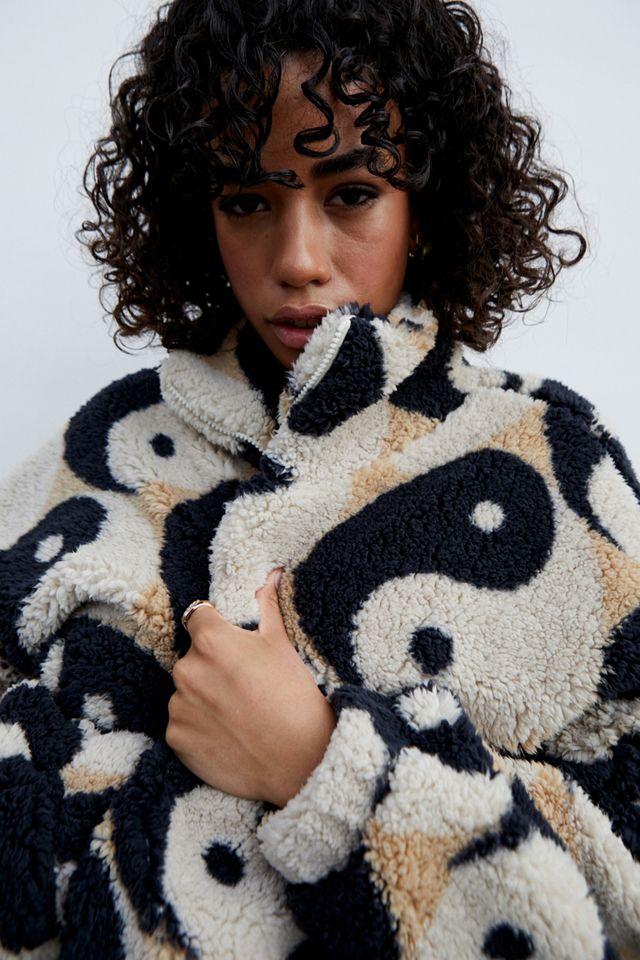 UO Brown Yin & Yang Fleece Jacket #1