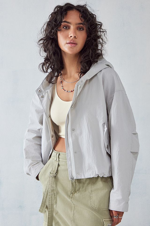 UO Cacoon Cropped Hooded Windbreaker | Urban Outfitters UK
