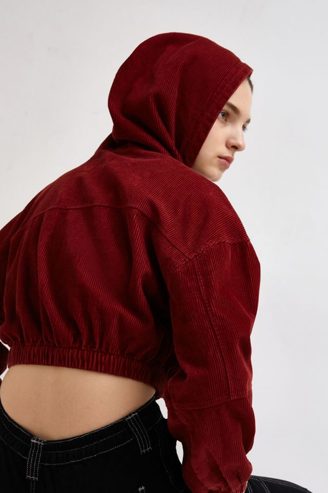 Urban Outfitters – Gekürzte Cordjacke in Rostrot mit Kapuze #3