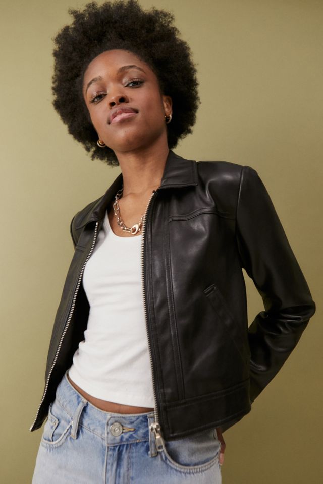 Urban outfitters black leather jacket sale