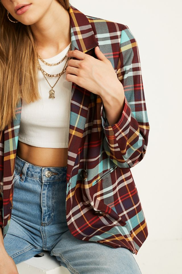 Urban Outfitters – Karierter Blazer in Kastanienbraun #1