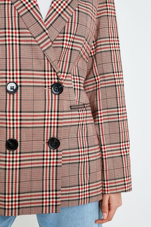 UO Bold Red Check Blazer #2