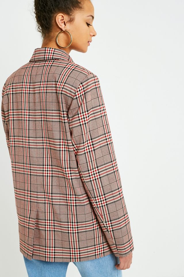 UO Bold Red Check Blazer #3