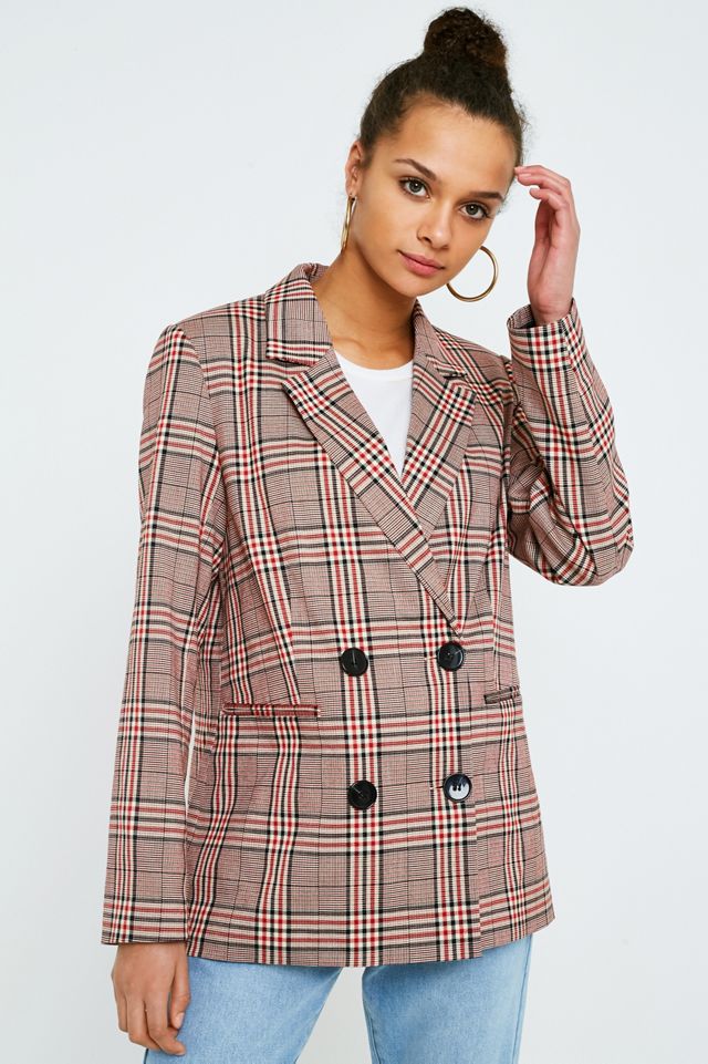 UO Bold Red Check Blazer #5
