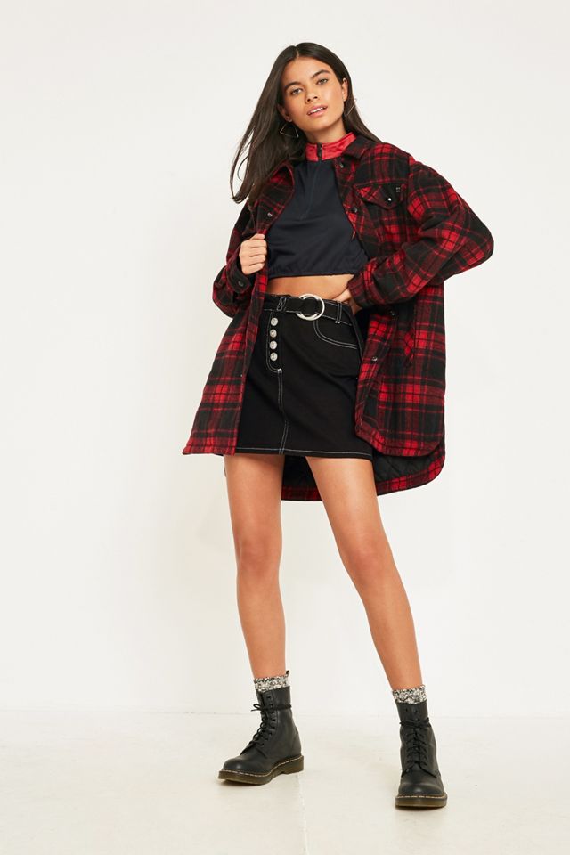 UO Red and Black Check Wool Overshirt #1