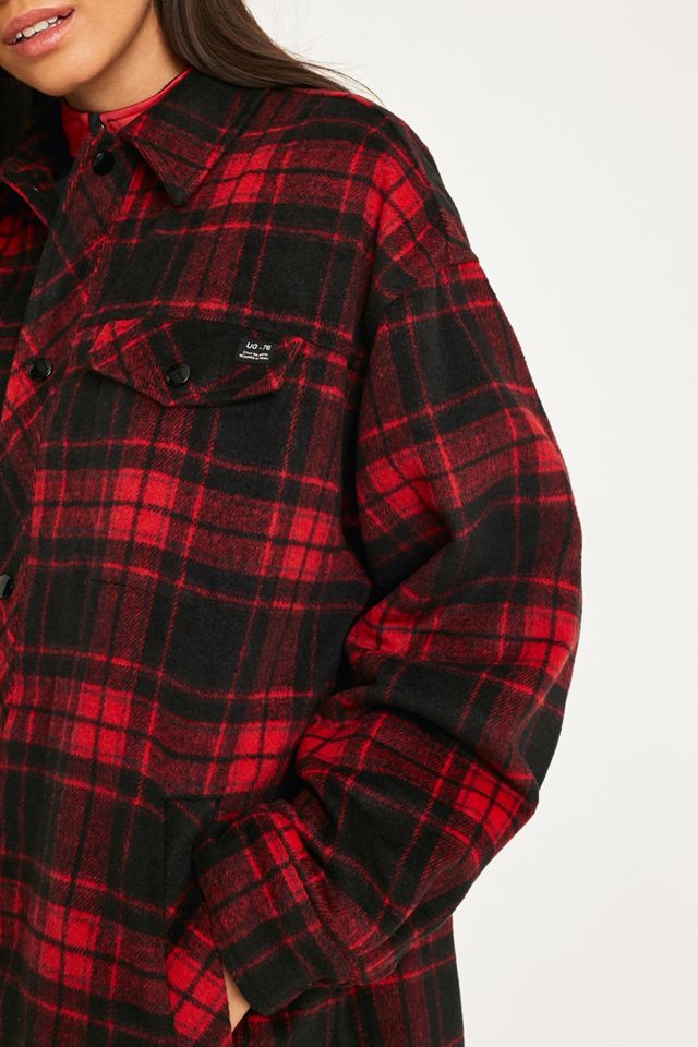 UO Red and Black Check Wool Overshirt #3