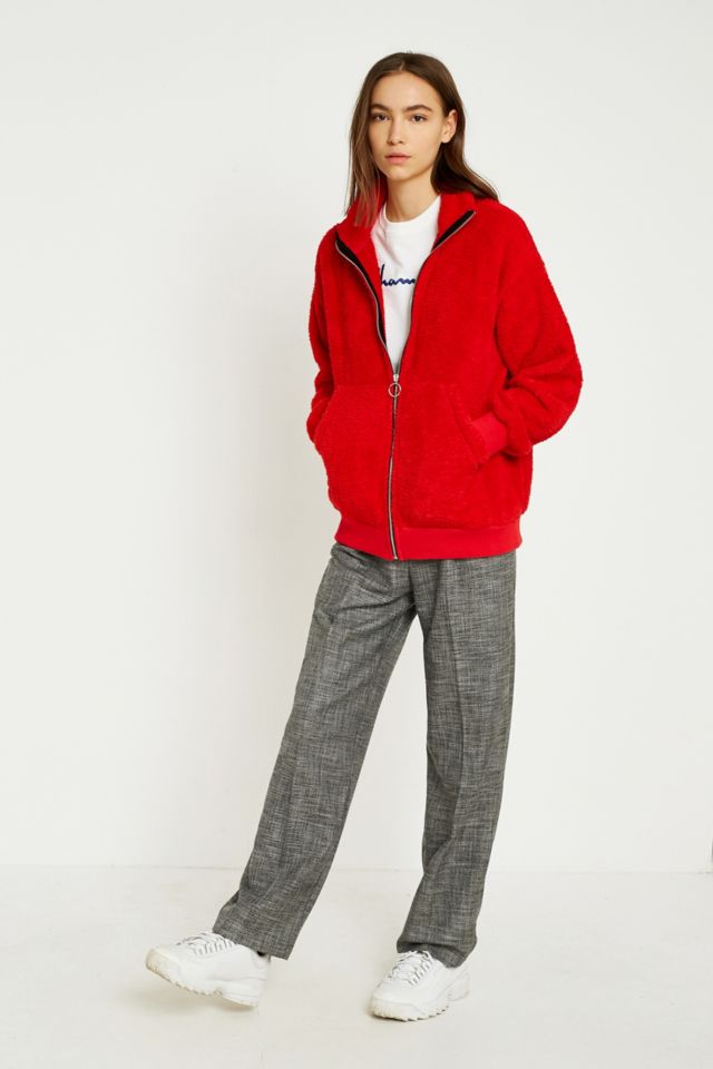 Red fleece zip up sales
