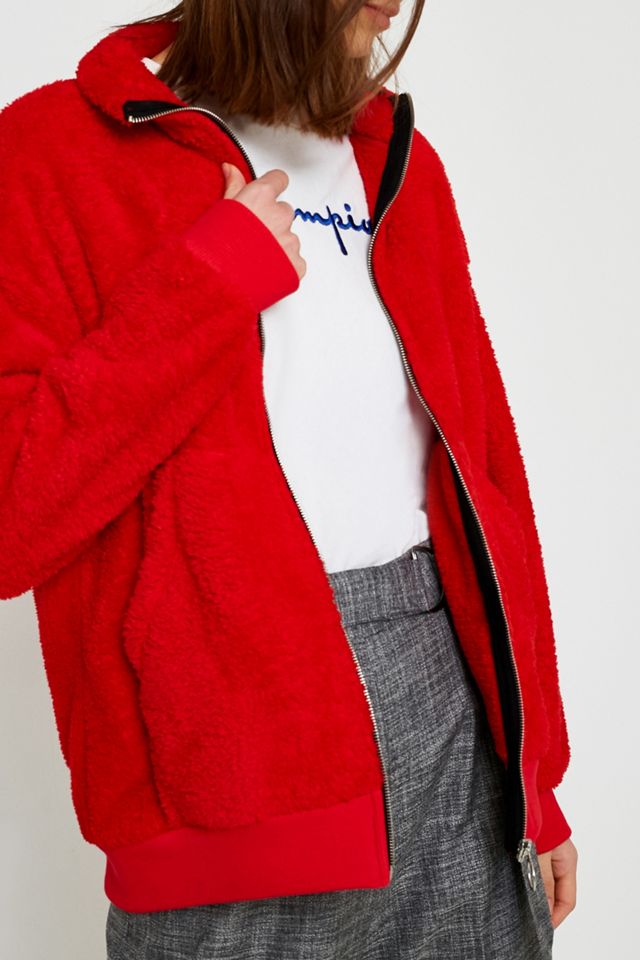 UO Red Fleece Zip-Up Jacket #4