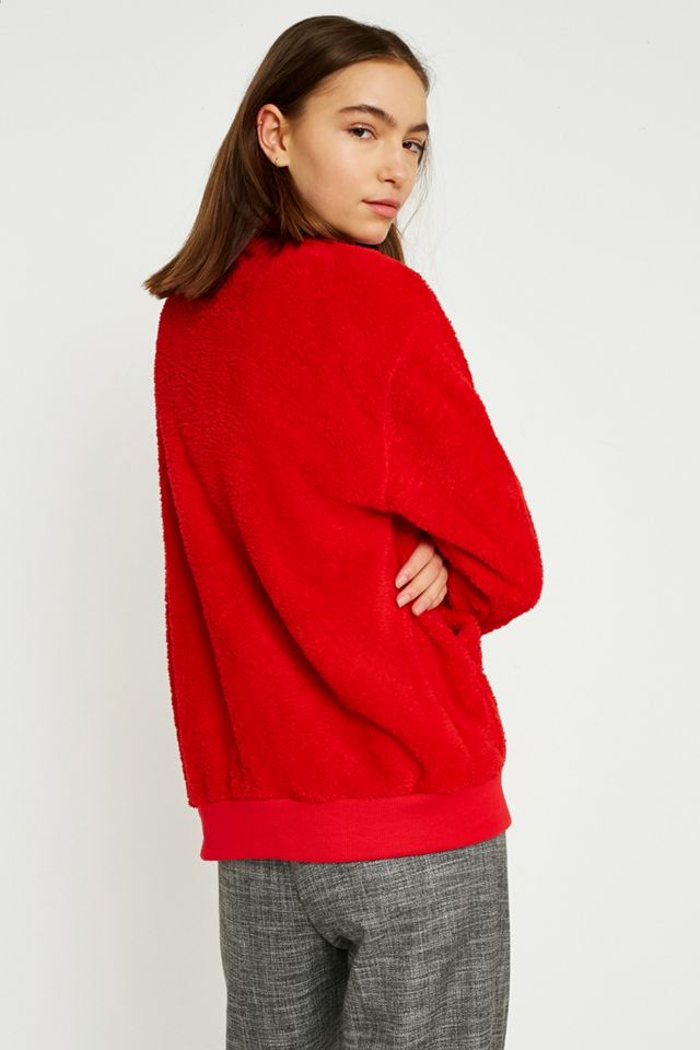 UO Red Fleece Zip-Up Jacket #5