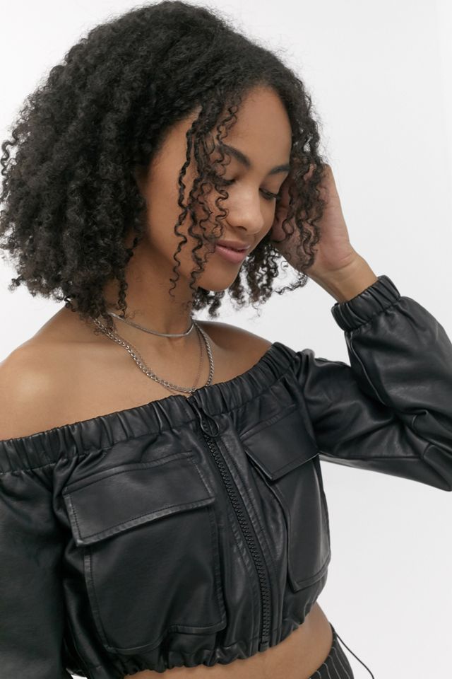UO Off-The-Shoulder Faux Leather Top #1