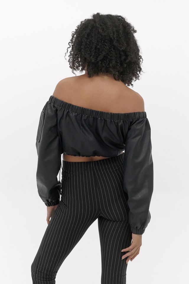 UO Off-The-Shoulder Faux Leather Top #3