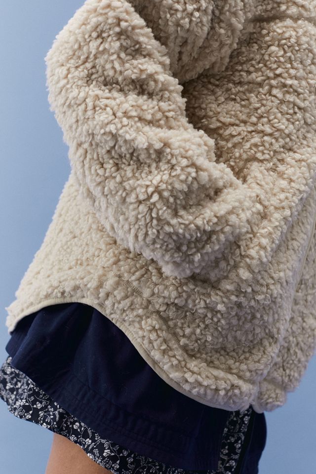 UO Cosy Borg Zip-Through Ivory Jacket #3