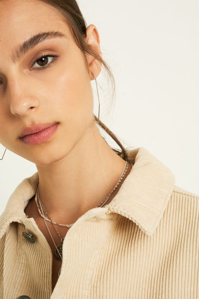 BDG Ecru Corduroy Cropped Trucker Jacket #2