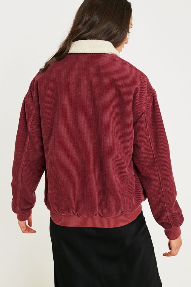 UO - Veste Harrington en velours et peau de mouton bordeaux #3