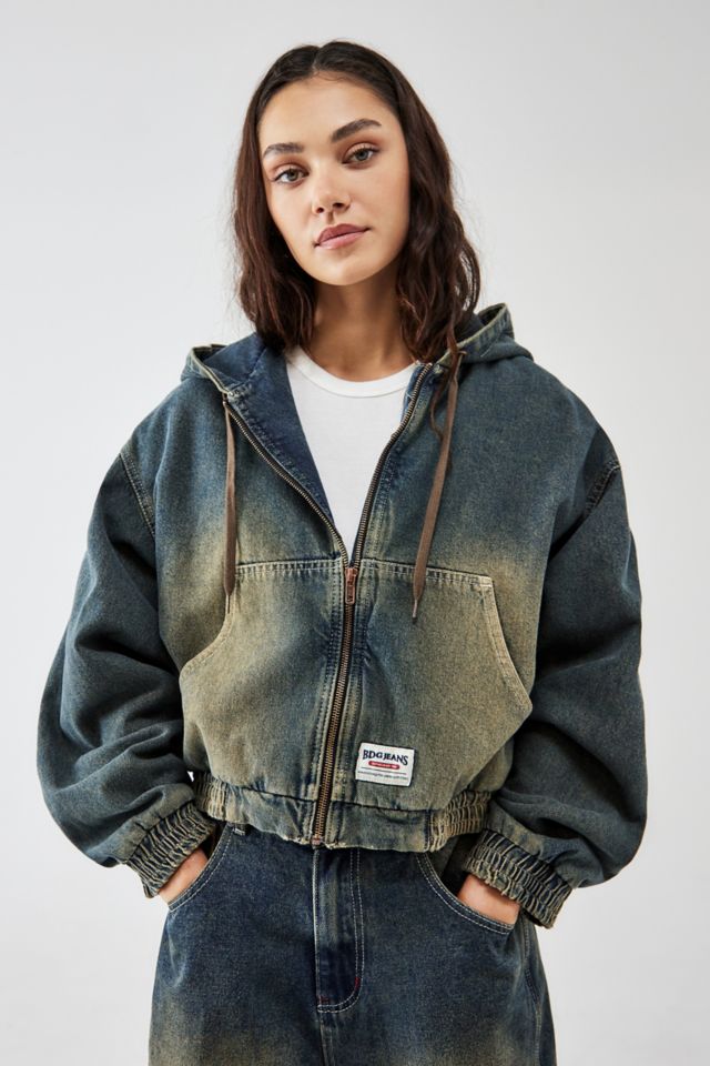 Urban outfitters denim hot sale fur jacket