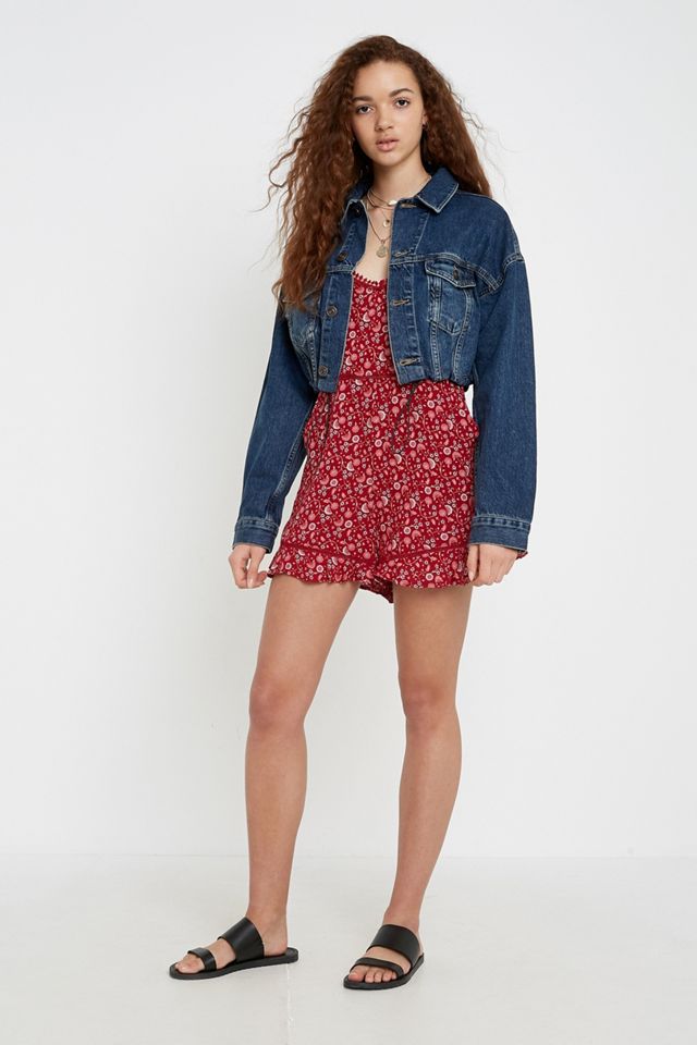 BDG Cropped Bubble Hem Western Denim Trucker Jacket #2