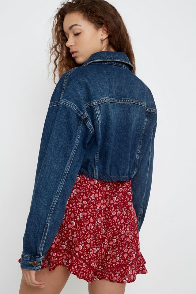 BDG Cropped Bubble Hem Western Denim Trucker Jacket #3