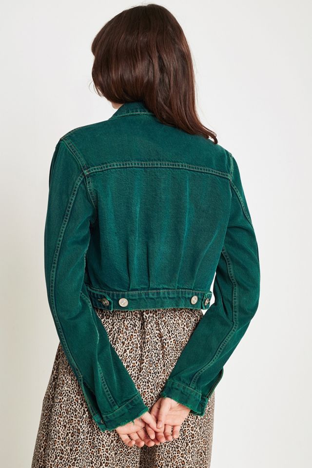 BDG Overdyed Green Crop Trucker Jacket #2