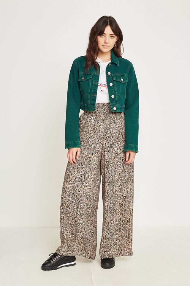 BDG Overdyed Green Crop Trucker Jacket #4