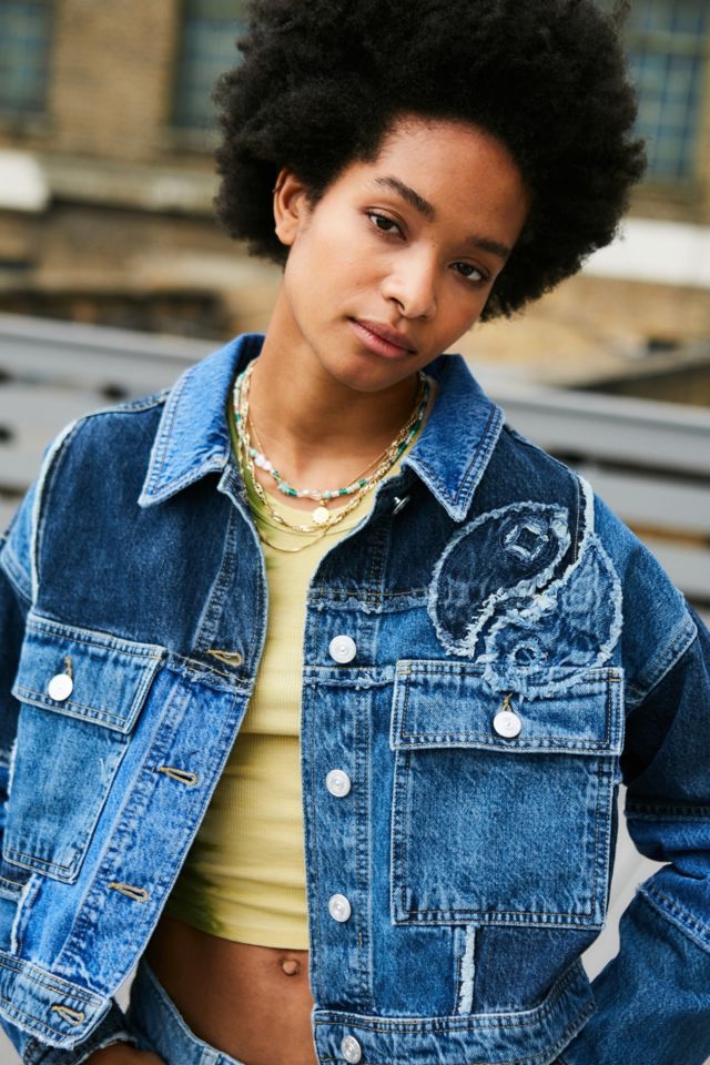 BDG Indigo Yin & Yang Patchwork Denim Jacket | Urban Outfitters UK