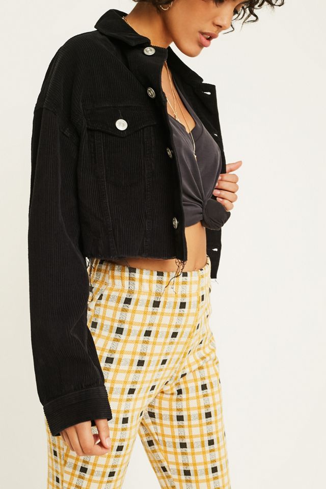 BDG Black Corduroy Cropped Trucker Jacket #3