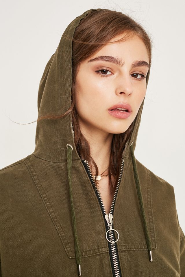 UO Canvas Hooded Bomber Jacket #1