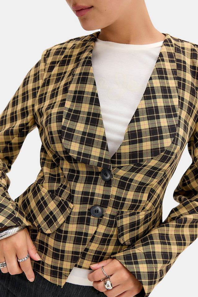 UO Debbie Check Tailored Jacket #1