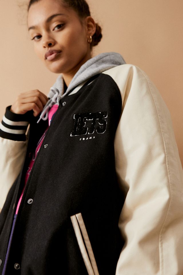 iets frans... Giacca varsity letter nera e beige #3