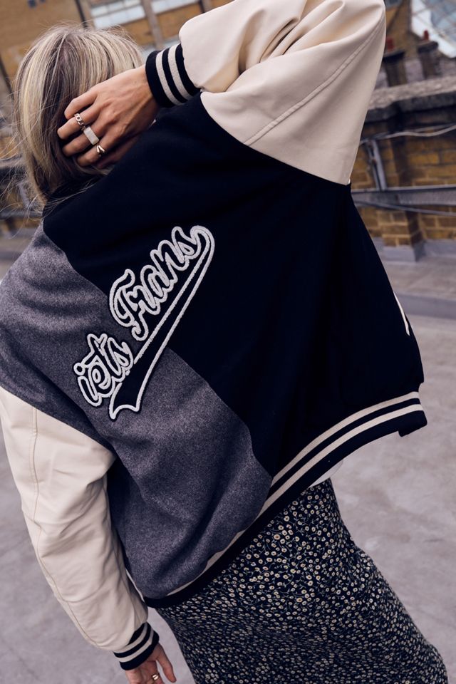 iets frans... Dark Grey Molly Spliced Varsity Jacket #1