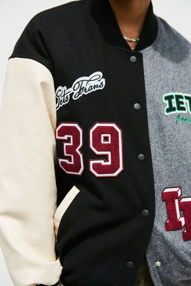 iets frans... Dark Grey Molly Spliced Varsity Jacket #4