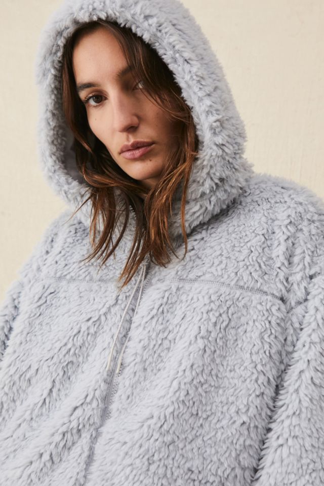 BDG Cosy Cropped Teddy Hoodie Urban Outfitters UK