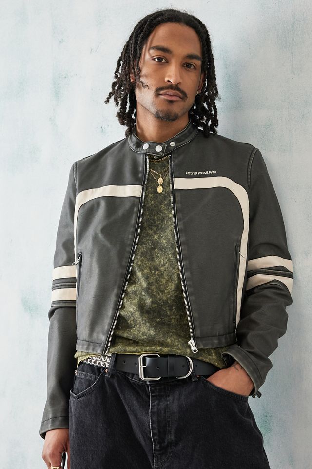 iets frans... Jessy Faux Leather Cropped Motocross Jacket  #5