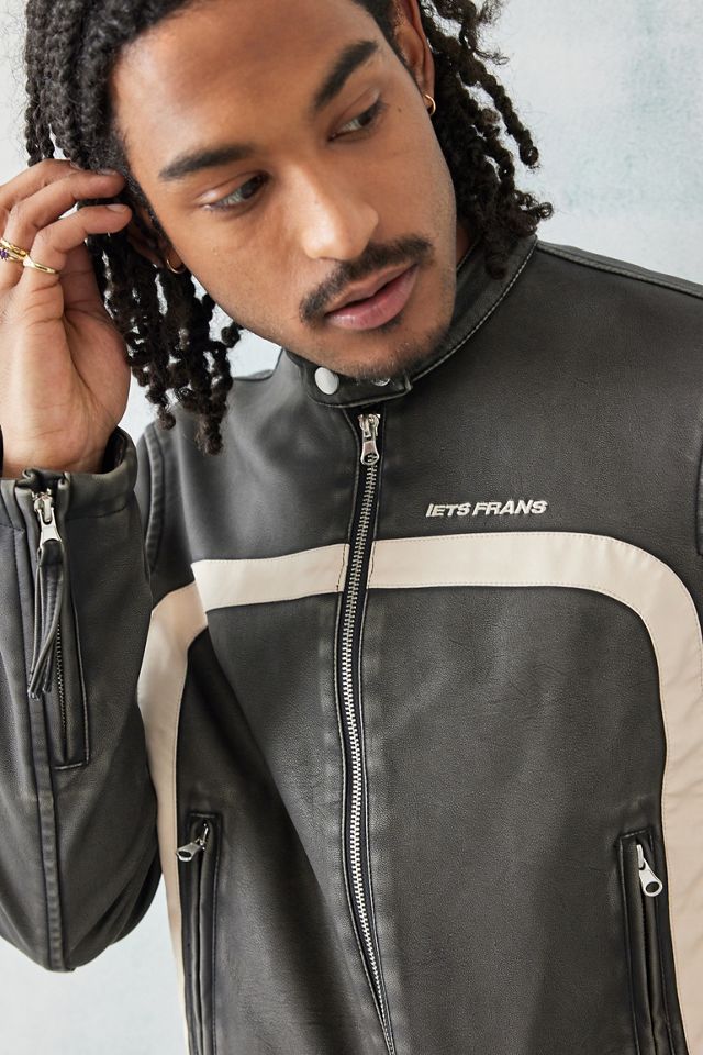 iets frans... Jessy Faux Leather Cropped Motocross Jacket  #6